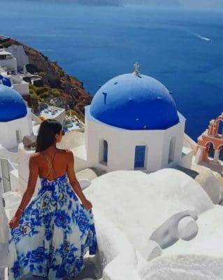 Woman Enjoying Santorini Painting By Numbers.png