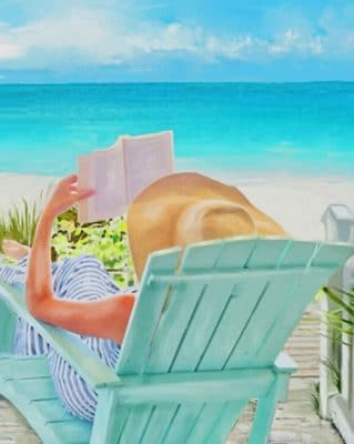 Woman Enjoying The Summer While Reading A Book Painting By Numberss.png