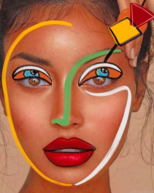 Woman Face Art Painting By Numberss.png