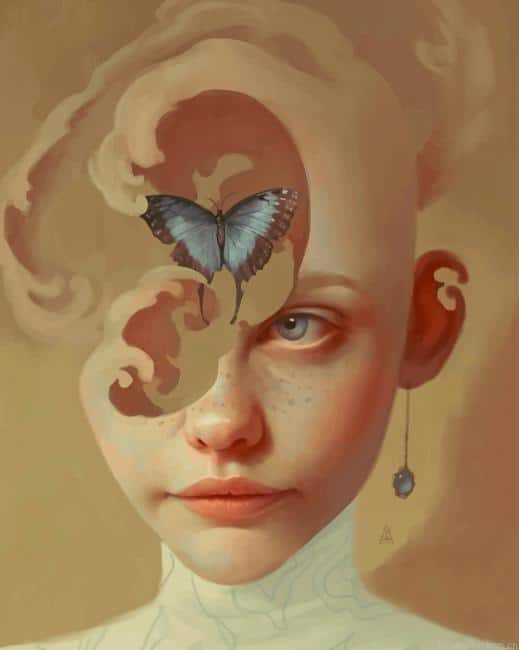 Woman Head With Butterfly Arts Painting By Numberss.png