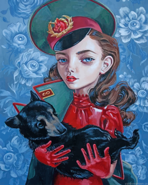 Woman Holding A Black Bear Painting By Numbers.png