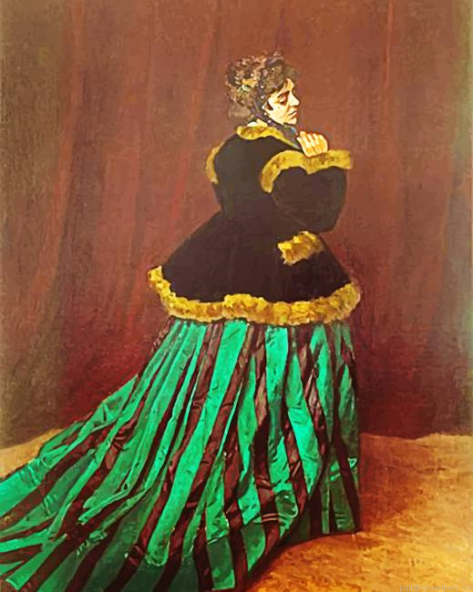 Woman In A Green Dress In A Garden Painting By Numberss.png