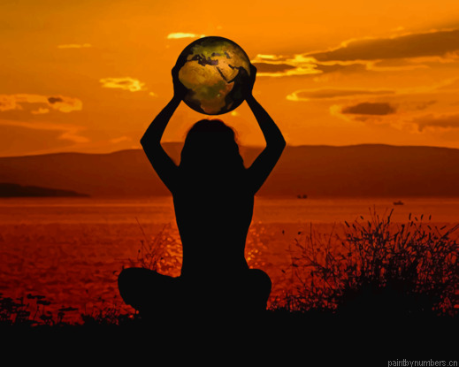 Woman In Meditation Silhouette Painting By Numbers.png
