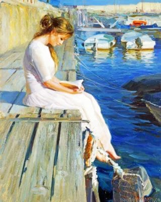 Woman Reading A Book Painting By Numberss.png