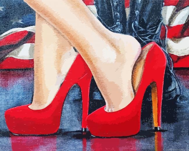 Woman Red Shoes Painting By Numberss.png
