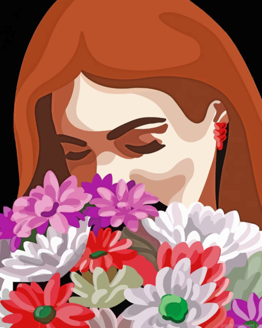 Woman Smelling Flowers Painting By Numbers.png