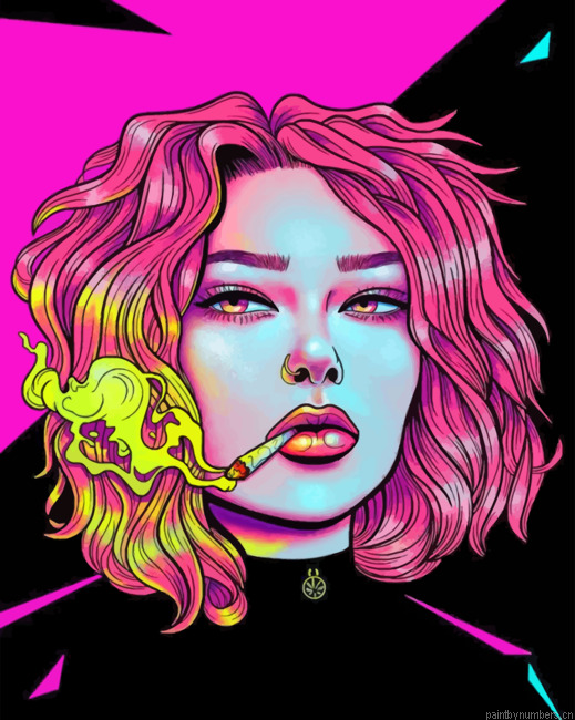 Woman Smoking Illustration Painting By Numbers.png