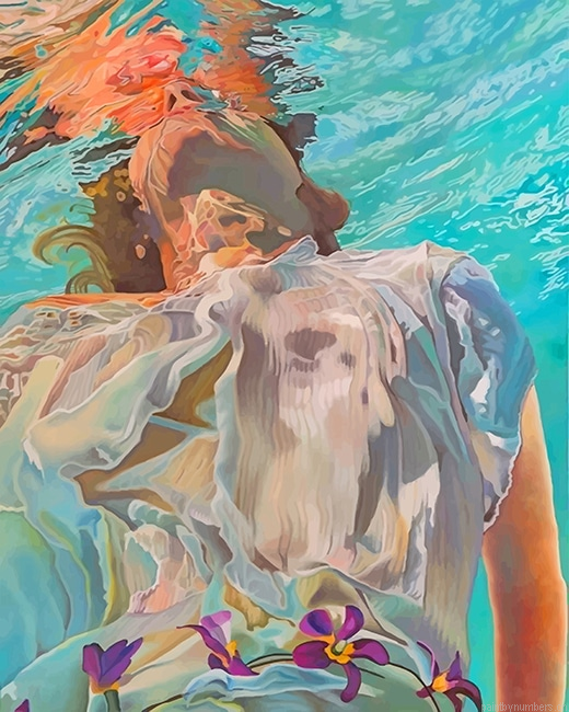 Woman Swimming In The Water Painting By Numbers.png