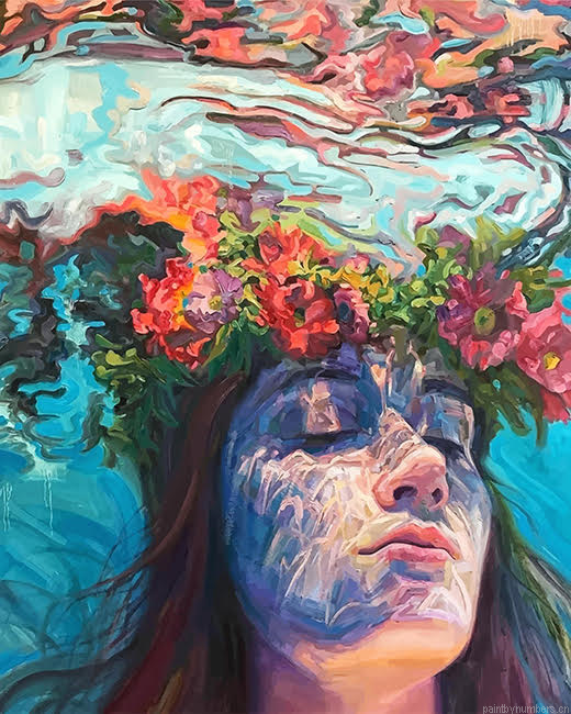 Woman Swimming Underwater Painting By Numberss.png