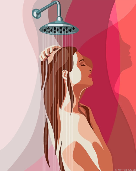 Woman Taking A Shower Painting By Numberss.png