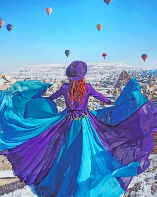 Woman Watching Air Balloons Painting By Numberss.png
