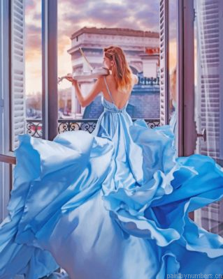 Woman Wearing A Blue Dress Painting By Numbers.png
