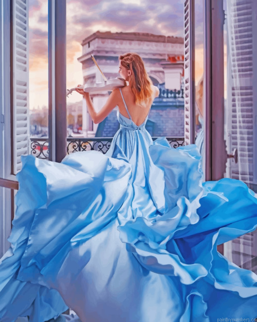 Woman Wearing A Blue Painting By Numbers.png