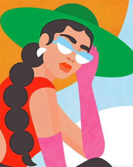 Woman Wearing A Green Sunhat Painting By Numbers.png