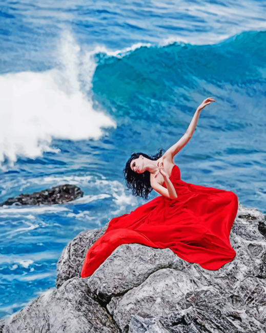 Woman Wearing A Red Dress Painting By Numbers.png