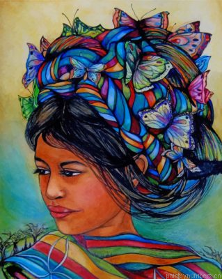 Woman With Butterflies Painting By Numbers.png