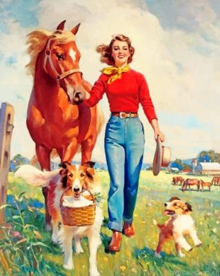 Woman With Her Animals Painting By Numberss.png