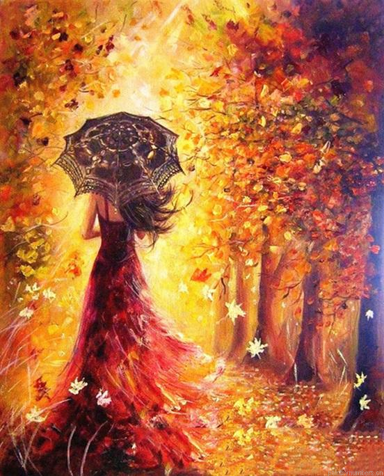 Women In Autumn Trees Landscape Painting By Numbers.png