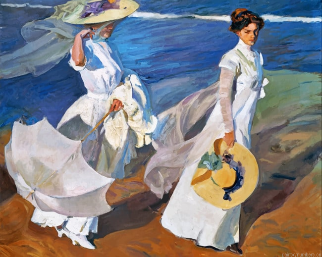 Women Walking On The Beach Painting By Numberss.png