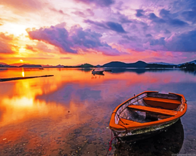 Wooden Boat Painting By Numberss.png