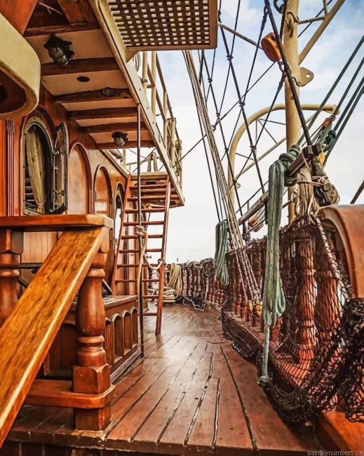 Wooden Old Ship Painting By Numberss.png