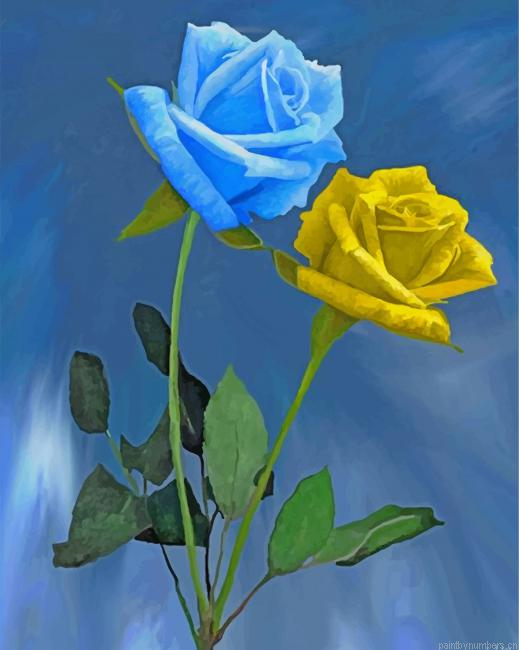 Yellow And Blue Roses Painting By Numberss.png