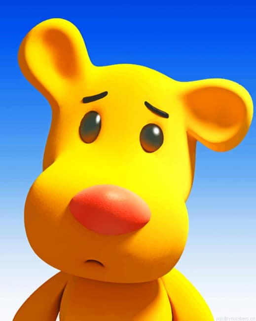 Yellow Animated Bear Painting By Numberss.png
