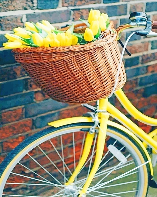 Yellow Bicycle And Flowers Painting By Numberss.png