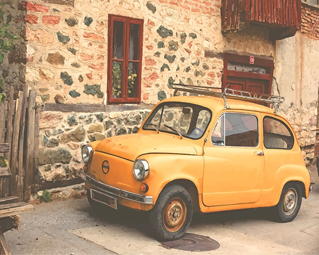 Yellow Classic Nissan Cars Painting By Numbers.png