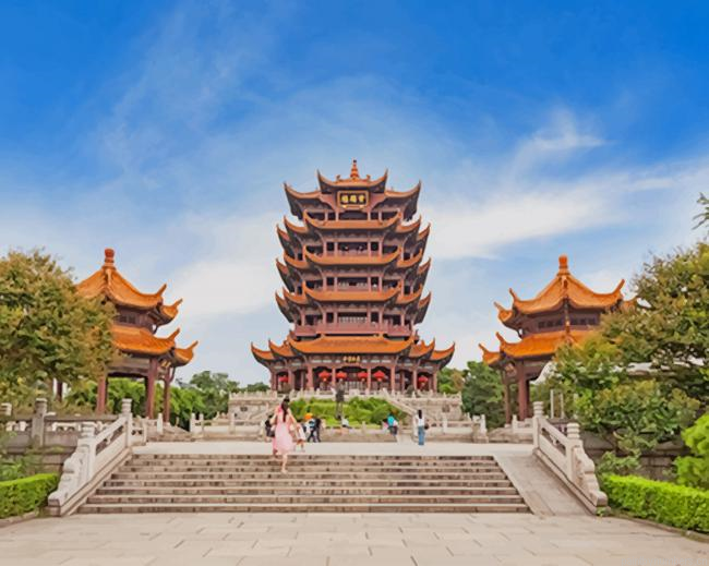 Yellow Crane Tower Buildings Painting By Numberss.png