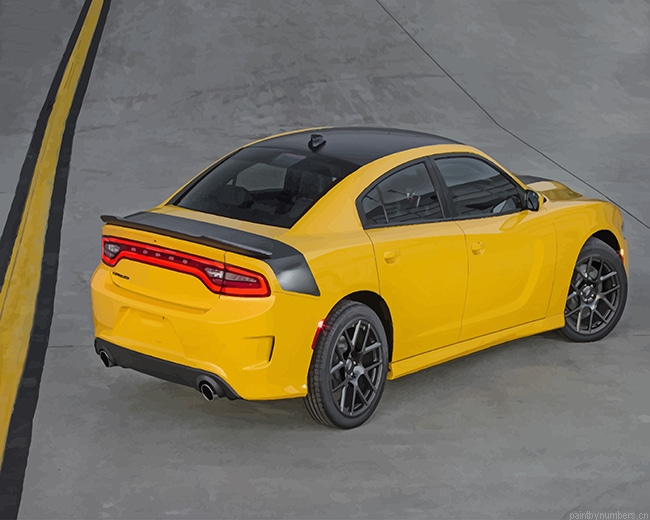 Yellow Dodge Charger Cars Painting By Numbers.png