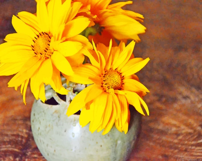 Yellow Flowers Vase Painting By Numberss.png