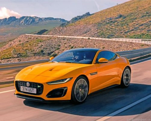 Yellow Jaguar Car Painting By Numbers.png