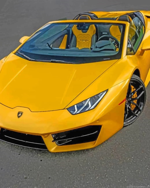 Yellow Lamborghini Huracan Cars Painting By Numberss.png