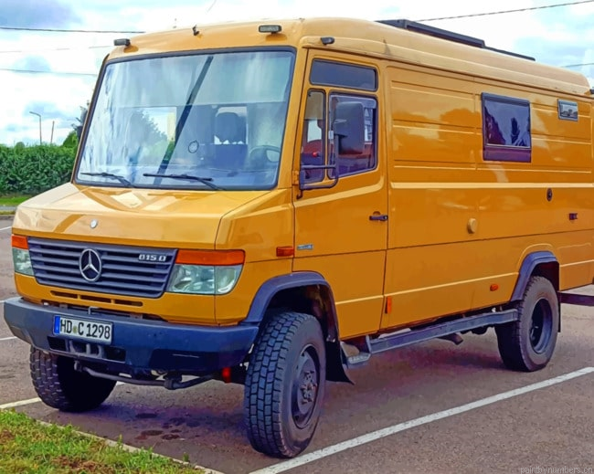 Yellow Mercedes Truck Cars Painting By Numberss.png