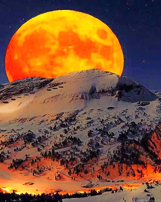 Yellow Moon Snow Landscapes Painting By Numberss.png
