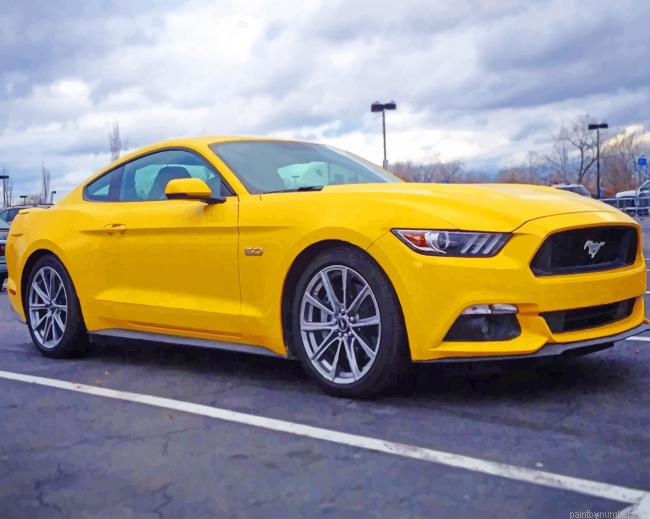 Yellow Mustang Car Engines Painting By Numbers.png
