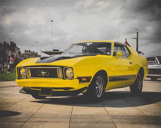 Yellow Mustang Cars Painting By Numberss.png