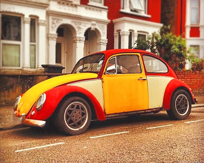 Yellow Red Vw Beetle Cars Painting By Numbers.png