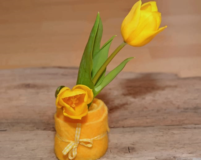 Yellow Tulips Decoration Flowers Painting By Numberss.png