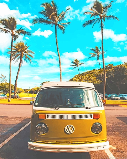 Yellow Vw Bus Cars Painting By Numbers.png