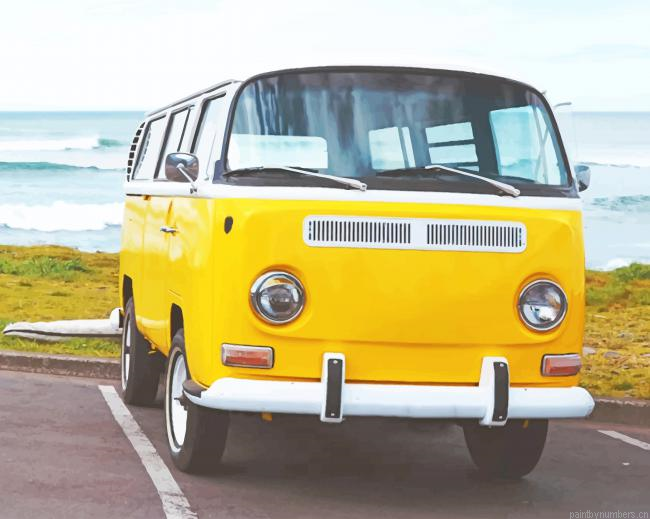 Yellow Van On Beach Painting By Numberss.png