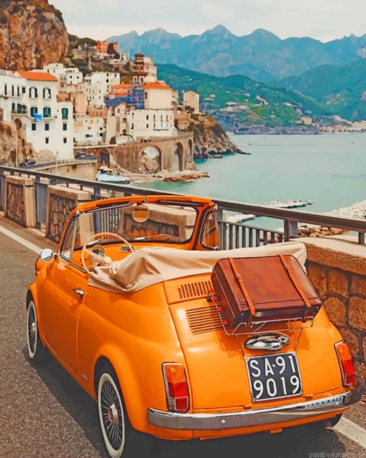 Yellow Vintage Car Painting By Numberss.png