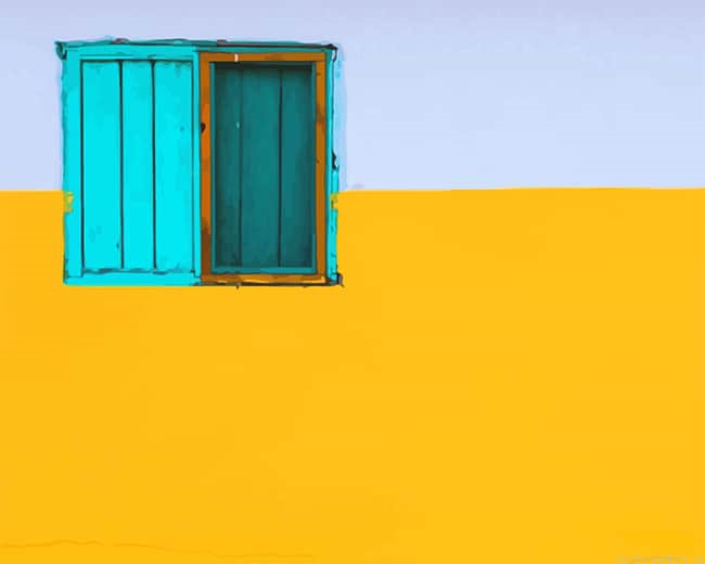Yellow Wall Blue Window Painting By Numberss.png