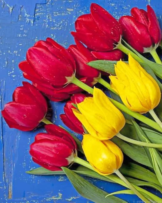 Yellow And Red Flowers Tulips Painting By Numberss.png