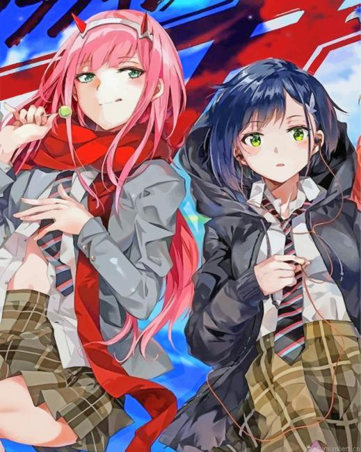 Zero Two And Ichigo Painting By Numberss.png