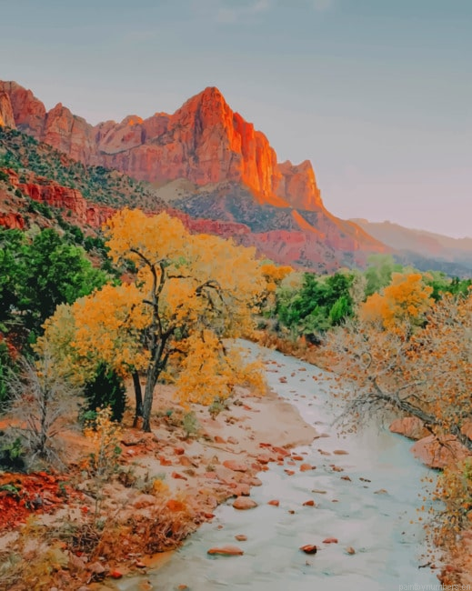 Zion National Park In Utah Landscapes Painting By Numberss.png
